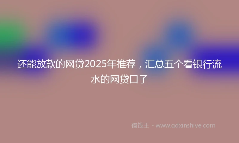 还能放款的网贷2025年推荐，汇总五个看银行流水的网贷口子