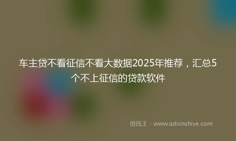 车主贷不看征信不看大数据2025年推荐，汇总5个不上征信的贷款软件