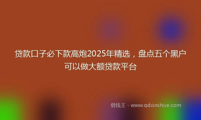 贷款口子必下款高炮2025年精选，盘点五个黑户可以做大额贷款平台