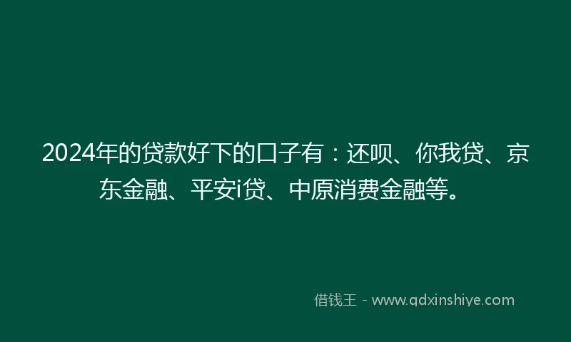 2024年的贷款好下的口子有：还呗、你我贷、京东金融、平安i贷、中原消费金融等。
