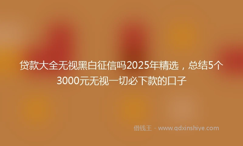 贷款大全无视黑白征信吗2025年精选，总结5个3000元无视一切必下款的口子