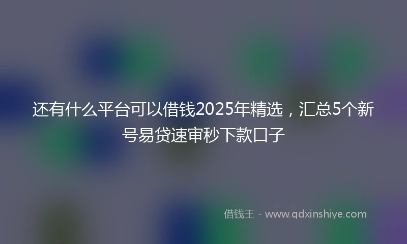 还有什么平台可以借钱2025年精选，汇总5个新号易贷速审秒下款口子
