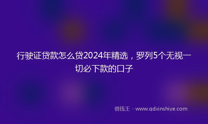 行驶证贷款怎么贷2024年精选，罗列5个无视一切必下款的口子