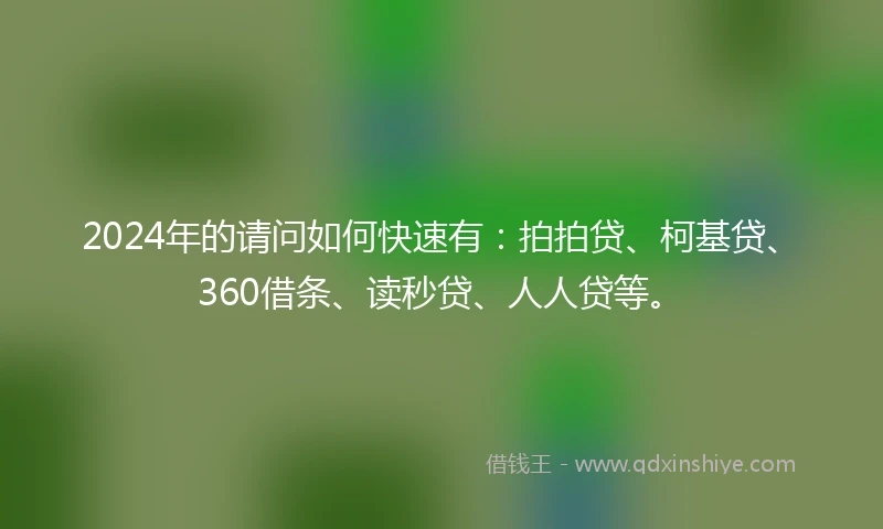 2024年的请问如何快速有：拍拍贷、柯基贷、360借条、读秒贷、人人贷等。