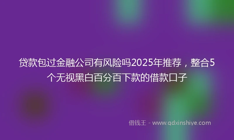 贷款包过金融公司有风险吗2025年推荐，整合5个无视黑白百分百下款的借款口子