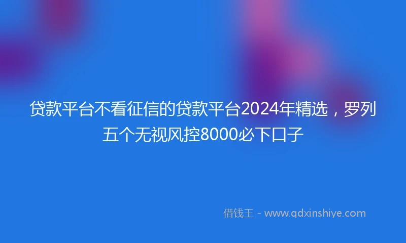 贷款平台不看征信的贷款平台2024年精选，罗列五个无视风控8000必下口子