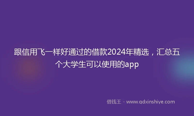 跟信用飞一样好通过的借款2024年精选，汇总五个大学生可以使用的app