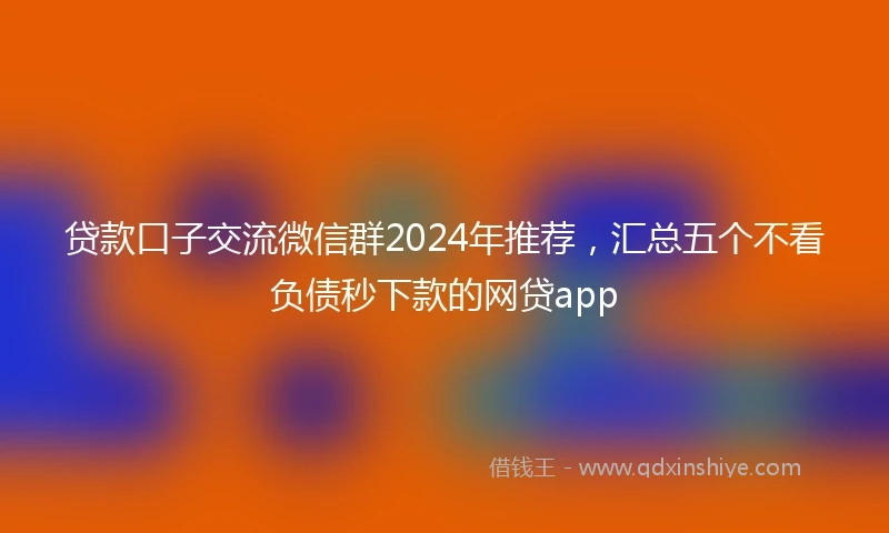 贷款口子交流微信群2024年推荐，汇总五个不看负债秒下款的网贷app
