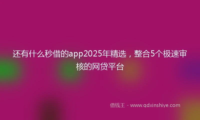 还有什么秒借的app2025年精选，整合5个极速审核的网贷平台