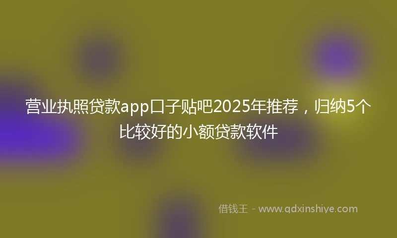 营业执照贷款app口子贴吧2025年推荐，归纳5个比较好的小额贷款软件