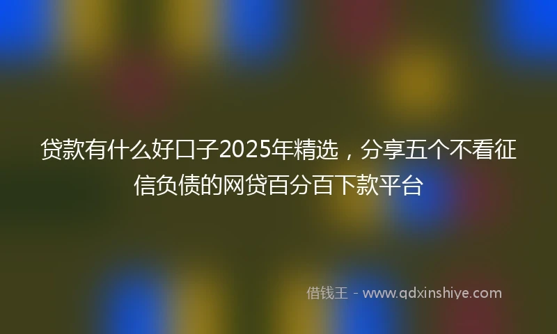 贷款有什么好口子2025年精选，分享五个不看征信负债的网贷百分百下款平台