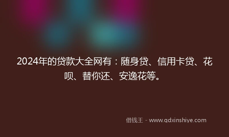 2024年的贷款大全网有：随身贷、信用卡贷、花呗、替你还、安逸花等。