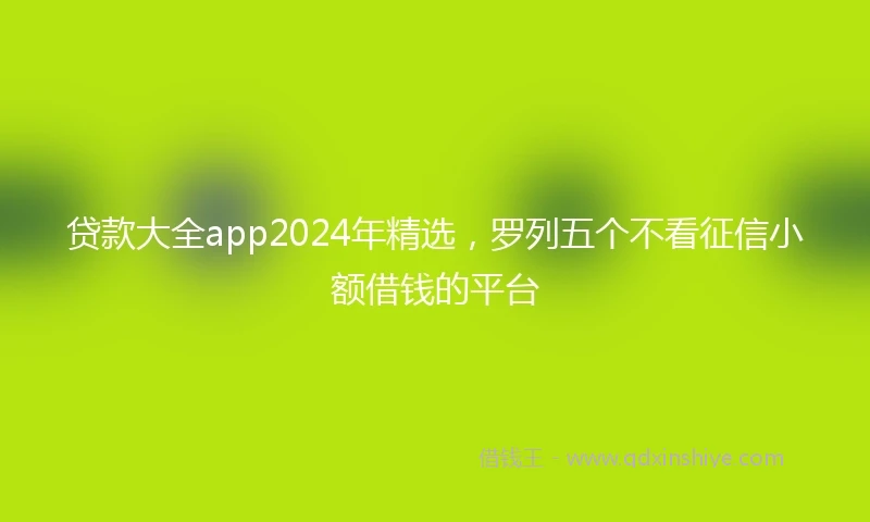 贷款大全app2024年精选，罗列五个不看征信小额借钱的平台