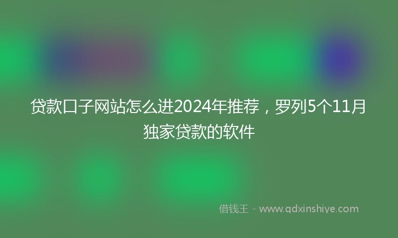 贷款口子网站怎么进2024年推荐,罗列5个11月独家贷款的软件
