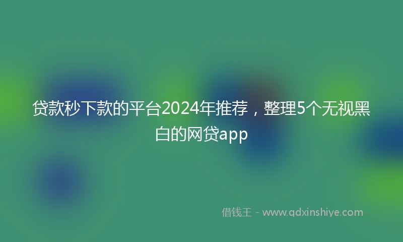 贷款秒下款的平台2024年推荐，整理5个无视黑白的网贷app