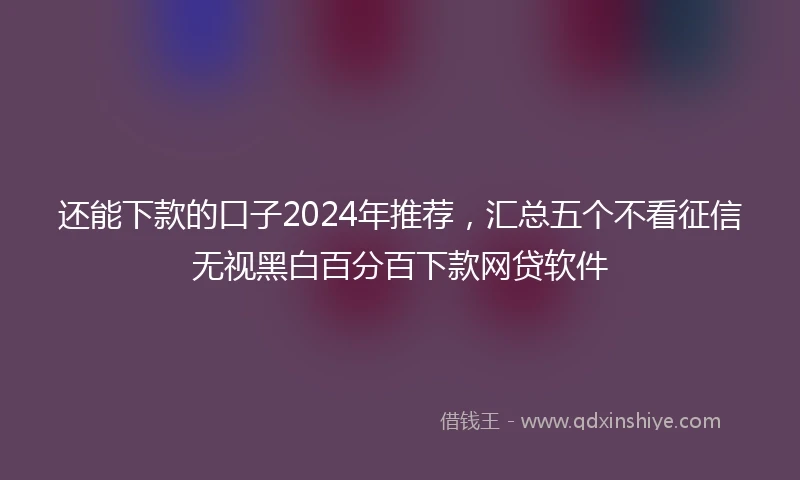 还能下款的口子2024年推荐，汇总五个不看征信无视黑白百分百下款网贷软件