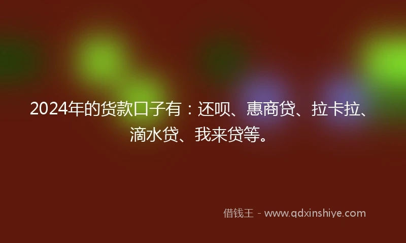 2024年的货款口子有：还呗、惠商贷、拉卡拉、滴水贷、我来贷等。