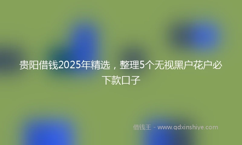 贵阳借钱2025年精选，整理5个无视黑户花户必下款口子