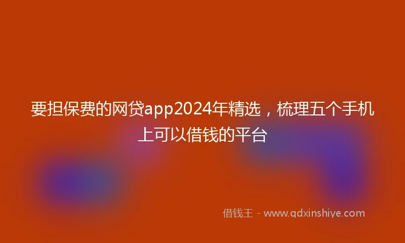 要担保费的网贷app2024年精选，梳理五个手机上可以借钱的平台