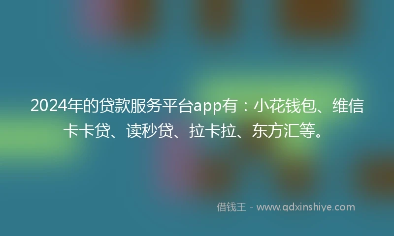 2024年的贷款服务平台app有：小花钱包、维信卡卡贷、读秒贷、拉卡拉、东方汇等。