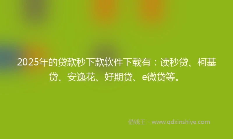 2025年的贷款秒下款软件下载有：读秒贷、柯基贷、安逸花、好期贷、e微贷等。
