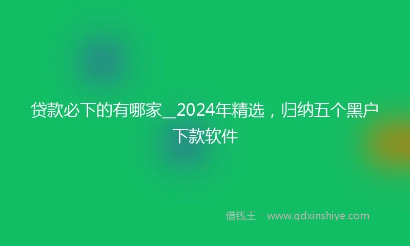 贷款必下的有哪家__2024年精选，归纳五个黑户下款软件