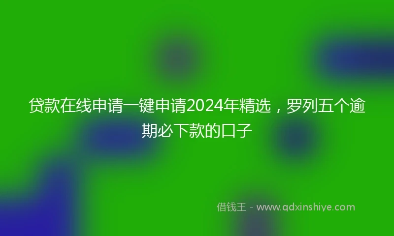 贷款在线申请一键申请2024年精选，罗列五个逾期必下款的口子