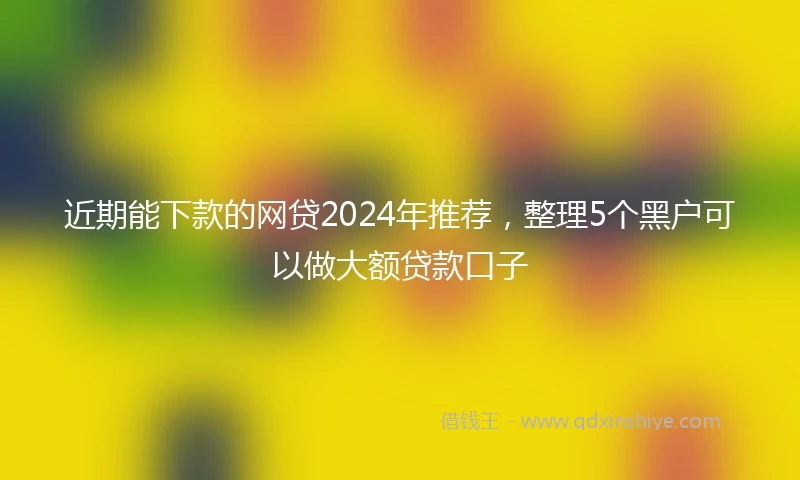 近期能下款的网贷2024年推荐，整理5个黑户可以做大额贷款口子