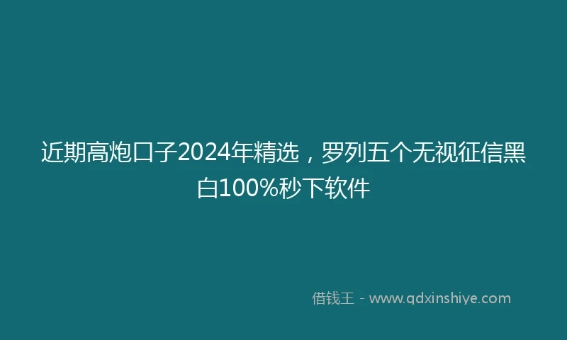 近期高炮口子2024年精选，罗列五个无视征信黑白100%秒下软件