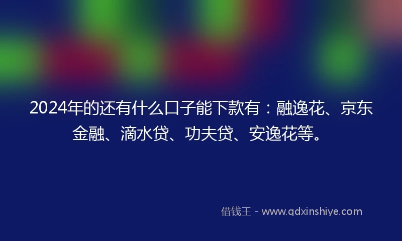 2024年的还有什么口子能下款有：融逸花、京东金融、滴水贷、功夫贷、安逸花等。