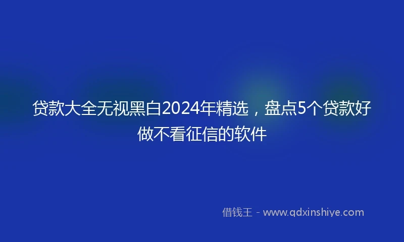 贷款大全无视黑白2024年精选，盘点5个贷款好做不看征信的软件
