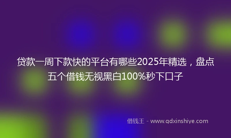 贷款一周下款快的平台有哪些2025年精选，盘点五个借钱无视黑白100%秒下口子