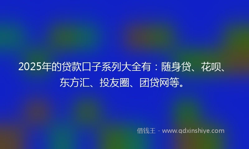 2025年的贷款口子系列大全有：随身贷、花呗、东方汇、投友圈、团贷网等。