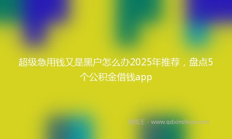 超级急用钱又是黑户怎么办2025年推荐,盘点5个公积金借钱app