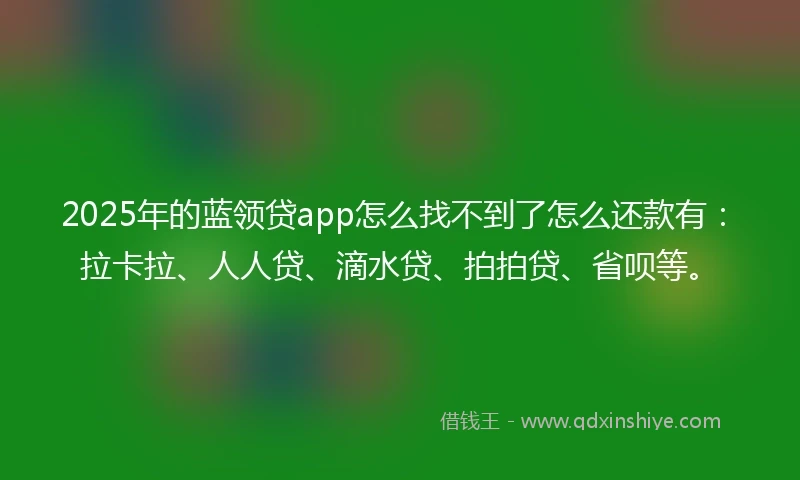2025年的蓝领贷app怎么找不到了怎么还款有：拉卡拉、人人贷、滴水贷、拍拍贷、省呗等。