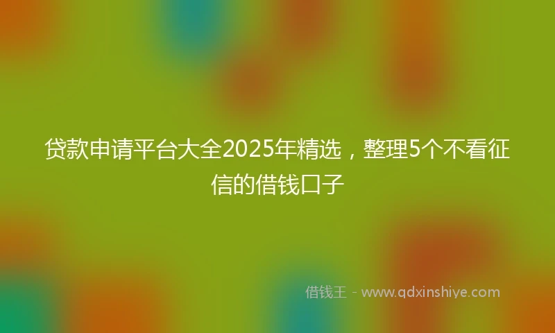 贷款申请平台大全2025年精选，整理5个不看征信的借钱口子