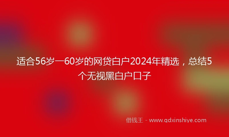 适合56岁一60岁的网贷白户2024年精选，总结5个无视黑白户口子