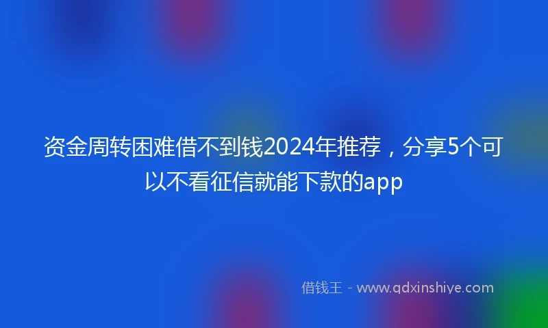 资金周转困难借不到钱2024年推荐,分享5个可以不看征信就能下款的app