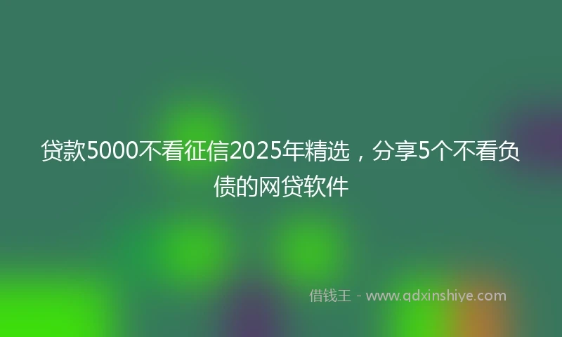 贷款5000不看征信2025年精选，分享5个不看负债的网贷软件
