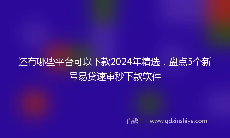 还有哪些平台可以下款2024年精选，盘点5个新号易贷速审秒下款软件
