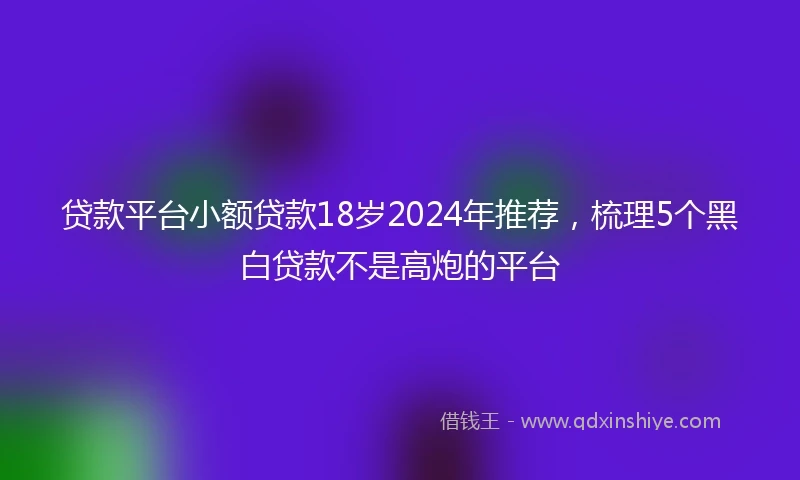 贷款平台小额贷款18岁2024年推荐，梳理5个黑白贷款不是高炮的平台