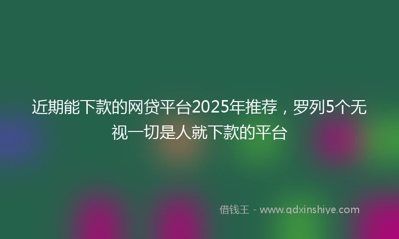近期能下款的网贷平台2025年推荐，罗列5个无视一切是人就下款的平台