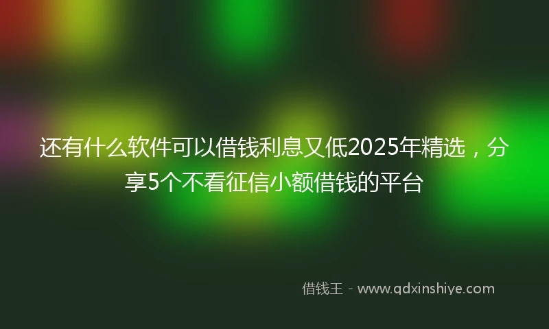 还有什么软件可以借钱利息又低2025年精选，分享5个不看征信小额借钱的平台
