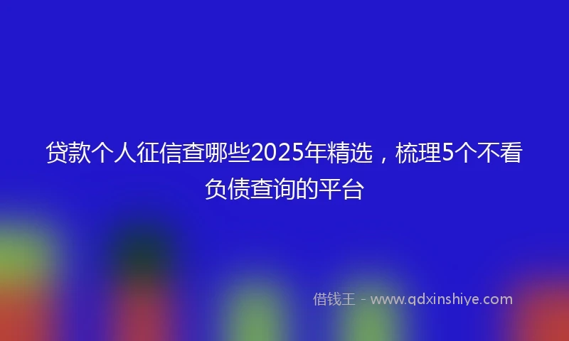贷款个人征信查哪些2025年精选，梳理5个不看负债查询的平台