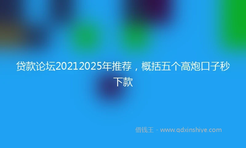 贷款论坛20212025年推荐，概括五个高炮口子秒下款