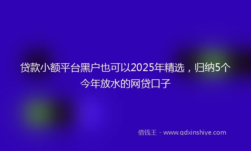 贷款小额平台黑户也可以2025年精选,归纳5个今年放水的网贷口子