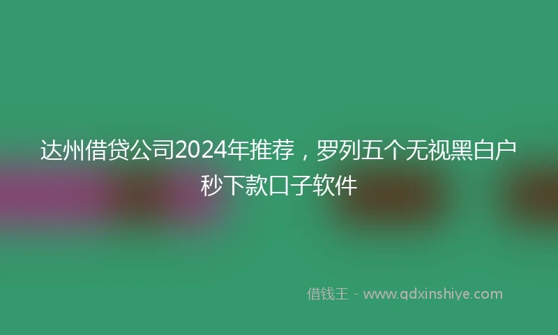 达州借贷公司2024年推荐，罗列五个无视黑白户秒下款口子软件