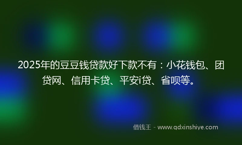 2025年的豆豆钱贷款好下款不有：小花钱包、团贷网、信用卡贷、平安i贷、省呗等。