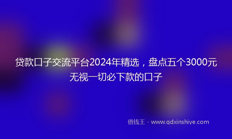贷款口子交流平台2024年精选，盘点五个3000元无视一切必下款的口子