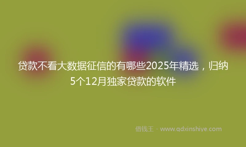 贷款不看大数据征信的有哪些2025年精选，归纳5个12月独家贷款的软件